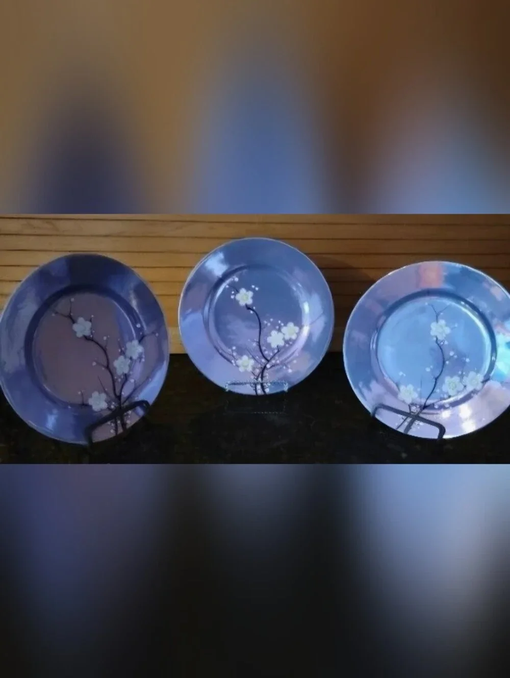 Vintage Cherry Blossom Lusterware 3 Bread & Butter Plates 'Rising Sun Japan